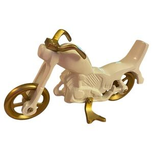 Cream and Gold Metal Motorcycle Decor